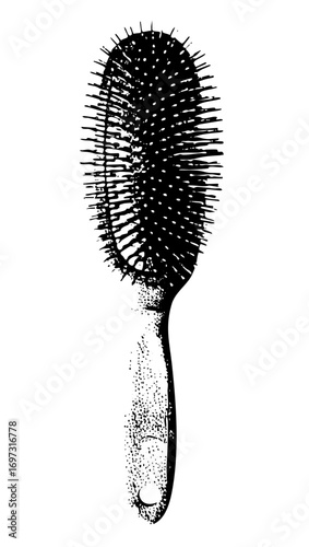 Vector Detailed vector of a hairbrush with bristled head.
