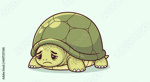 Cartoon Turtle Displaying Sadness, Ideal for Children's Books, Educational Material, or Emotional Expression Illustrations.