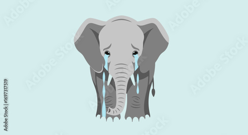 Crying Elephant Illustration for Emotional Expression, Symbolism, and Conservation Awareness in Children's Books and Educational Materials
