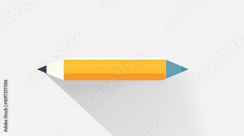 Yellow Pencil with Flat Design, and White Background.