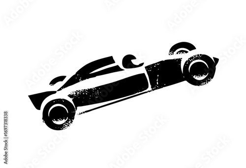 Vector Stylized black vehicle with dynamic tire tracks.