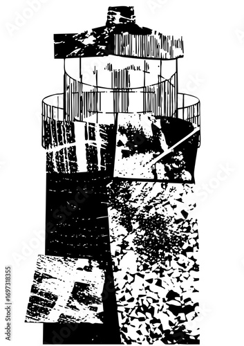 Vector Detailed lighthouse showcases architectural structure.