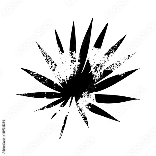 Vector Abstract burst of jagged dark spikes radiates from a central point.