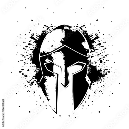 Vector Bold Spartan Helmet with Splatter Effect