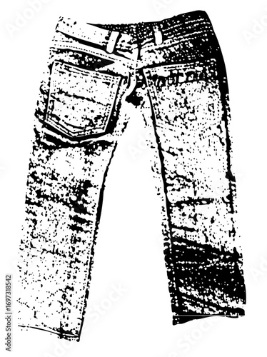 Vector Detailed vector of distressed denim jeans.