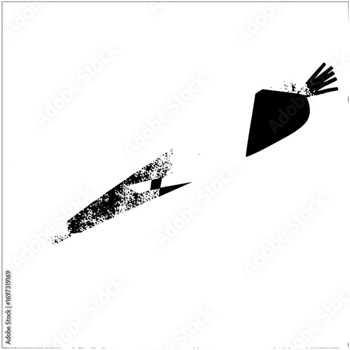 Vector Rabbit pursues carrot in minimalist .