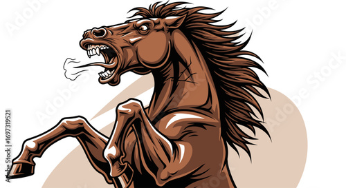 Majestic Rearing Horse Illustration with Dynamic Detail and Powerful Presence for Equestrian Designs and Branding Projects