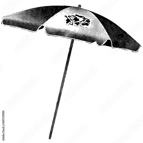 Vector Vintage beach parasol with floral .