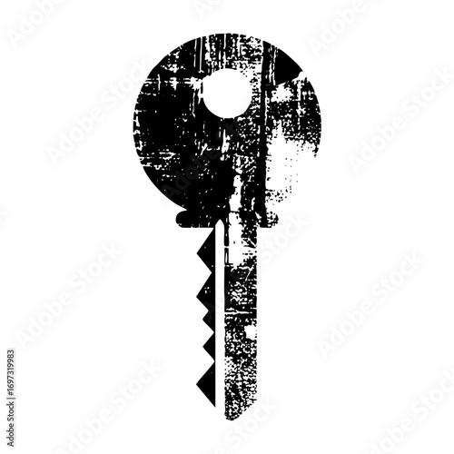 Vector Distressed key with a jagged bit.