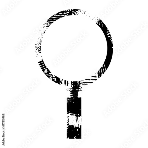Vector Abstract magnifying glass with distressed texture.