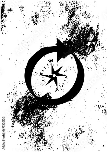 Vector Distressed Compass Points Direction