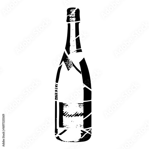 Vector Stylized black silhouette of a shattered bottle .