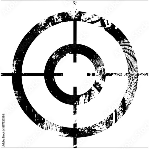 Vector Distressed target reticle with concentric circles and crosshairs.