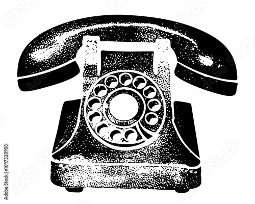 Vector Vintage rotary telephone with handset.