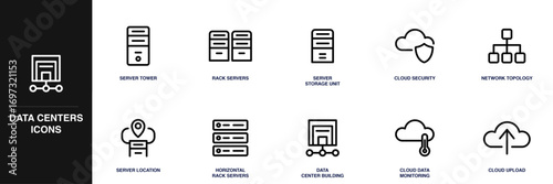 Data Centers Line Icon Set