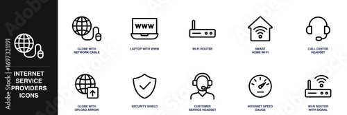 Internet Service Providers Line Icon Set