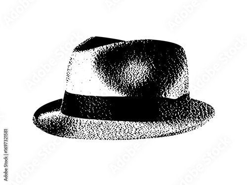 Vector Vintage fedora hat in halftone style.
