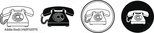 Old rotary phone icon set vector illustration