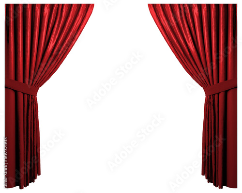 Realistic 3D red curtains showcasing elegant fabric drapery design