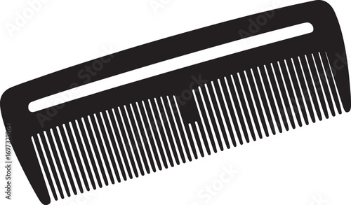Black and white comb for grooming hair and beard illustration