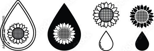 Sunflower oil drop vector icon organic food design