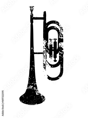 Vector Vintage brass instrument forms the letter B.