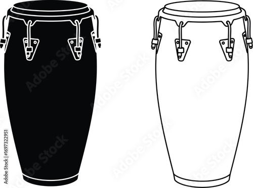 Conga drum outline illustration black and white art