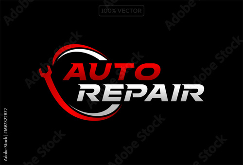 Vector logo of car parts, auto repair template design illustration stock element