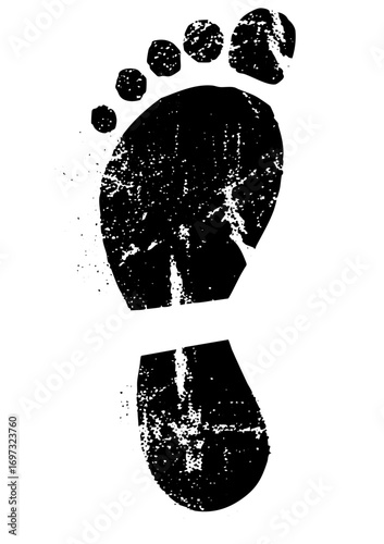 Vector Black Footprint with Defined Toes