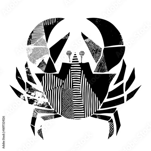 Vector Geometric crab with textured .