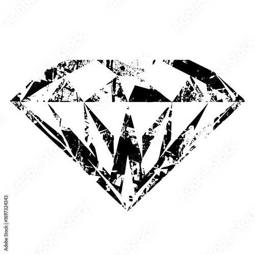 Vector Abstract fractured diamond in black and white.