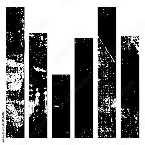 Vector Abstract bar graph with distressed texture.