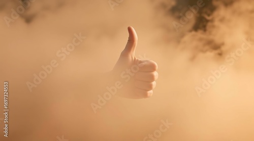 Thumbs Up Through Smoke.