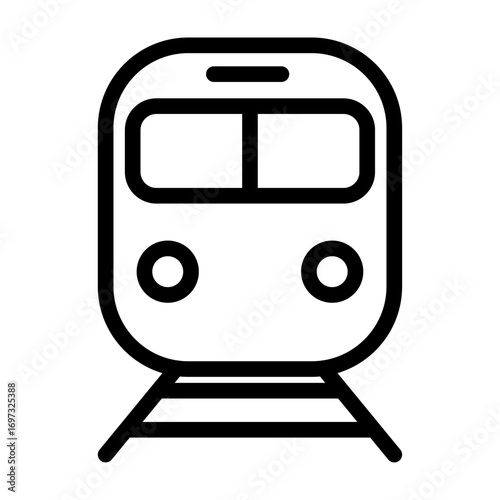 Train Front View Line Icon of Train Stations and Rail Travel Icon Set