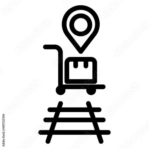 Train Location Line Icon of Train Stations and Rail Travel Icon Set