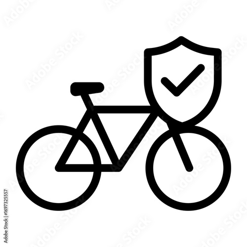 Bike Insurance Line Icon of Bike Sharing and Rentals Icon Set