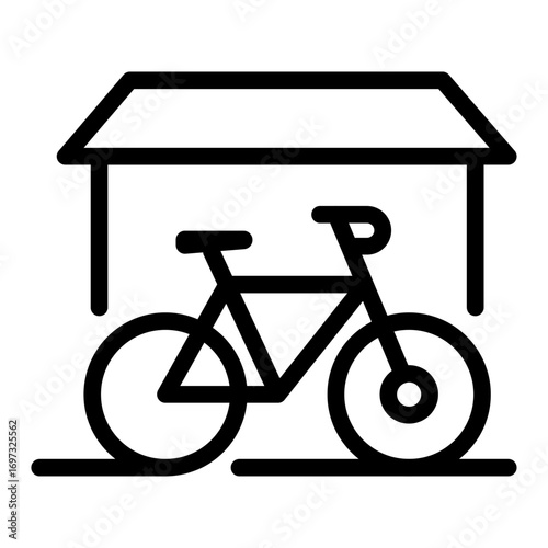 Bike Parking Station Line Icon of Bike Sharing and Rentals Icon Set