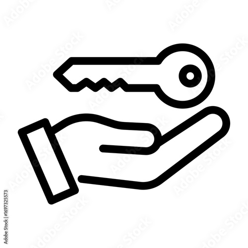 Bike Key Handover Line Icon of Bike Sharing and Rentals Icon Set