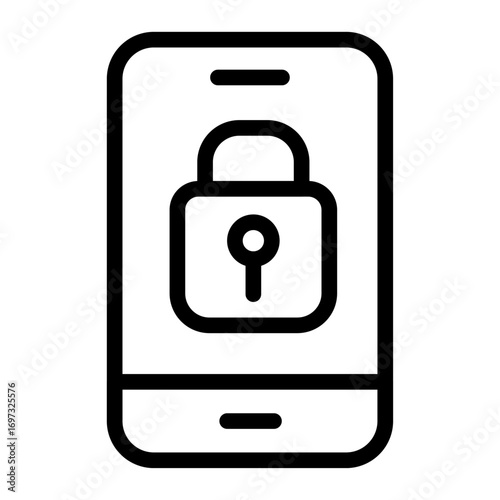 Bike Lock via Mobile App Line Icon of Bike Sharing and Rentals Icon Set