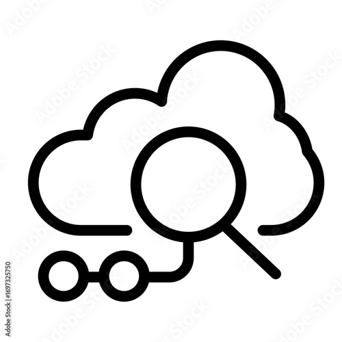 Cloud Forensics Line Icon of Digital Forensic Icon Set