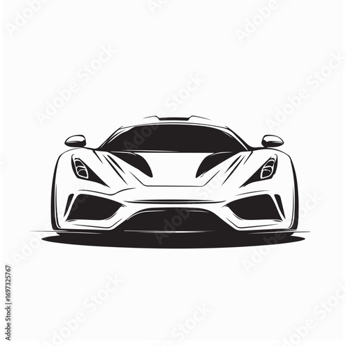 Front view of modern luxury sports car vector illustration on white background