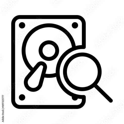 Hard Drive Analysis Line Icon of Digital Forensic Icon Set