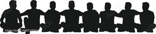 Group silhouette, friends sitting together, teamwork unity, friendship bonding, lifestyle, people community, support, connection, outdoor activity, togetherness, relationship, brotherhood