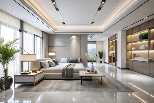 Serene Modern Bedroom Interior Design with Natural Light and Minimalist Decor for Relaxation and Peaceful Living promoting Comfort and Style