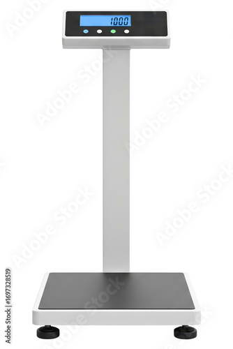 Modern digital medical scale for body weight measurement isolated on a transparent background