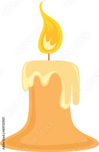 A warm, glowing orange candle with a flickering flame.
