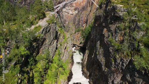 The Vøringsfossen bridge spanning the waterfall in Norway