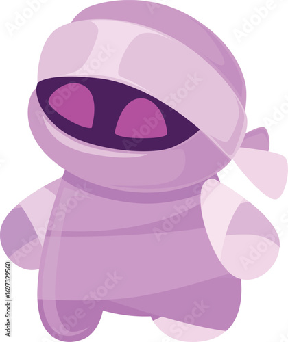 Cute purple ninja character with bright pink eyes, showcasing a playful design.
