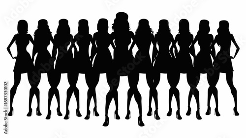 Diverse group of women standing confidently together, celebrating unity and style in a modern fashion concept