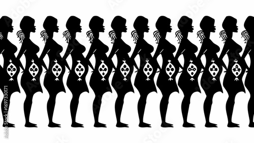 Diverse pregnant women celebrate motherhood and family in a powerful, artistic silhouette pattern